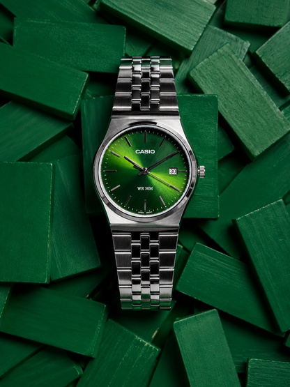 Casio Green Dial Stainless Steel Watch