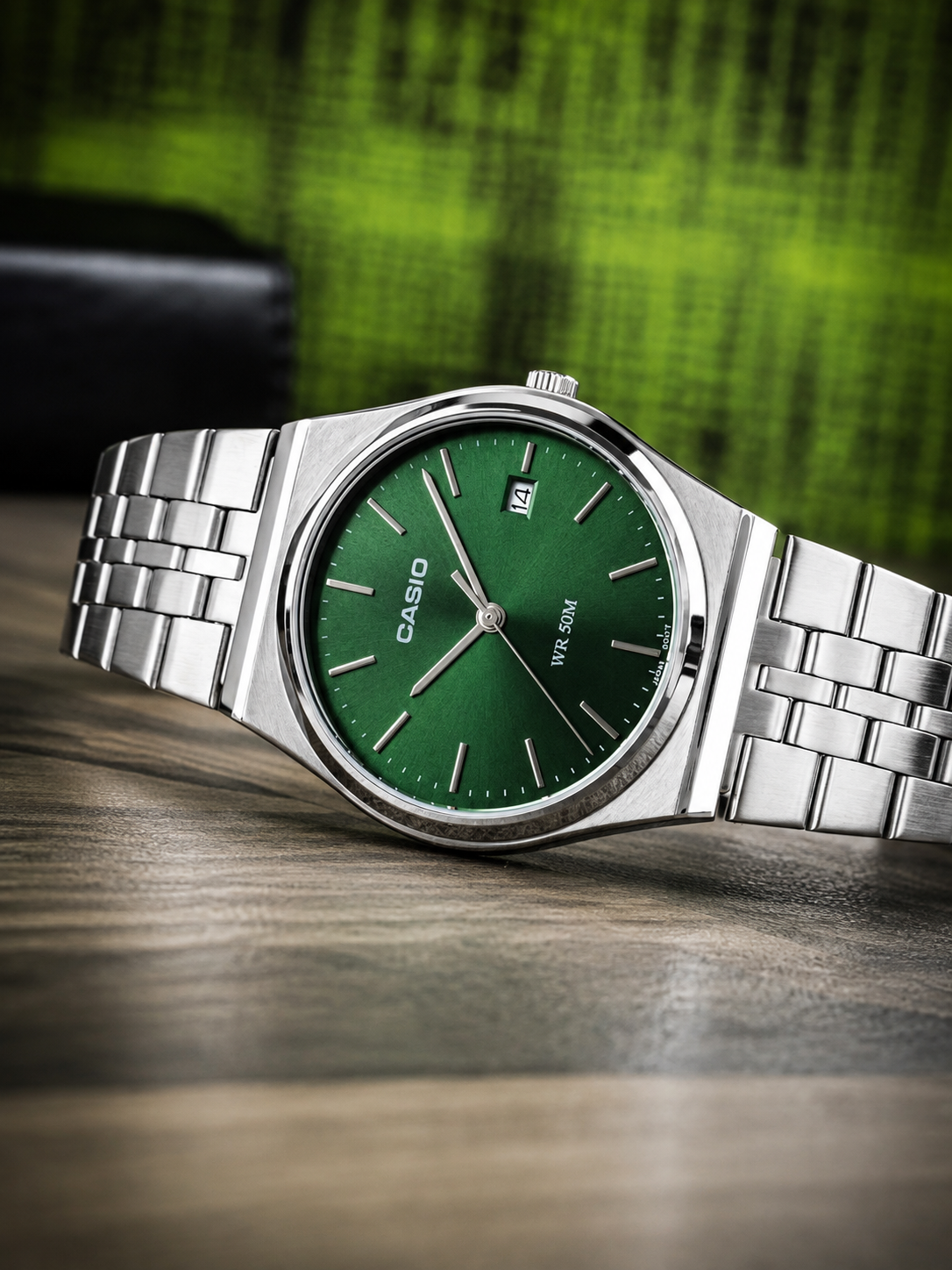 Casio Green Dial Stainless Steel Watch